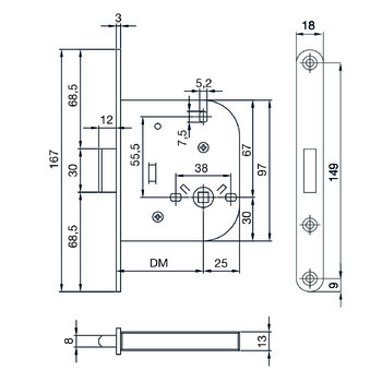 ASSA ABLOY MSL 1503.4 WC Massbild