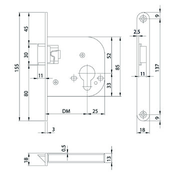 ASSA ABLOY MSL 1501 Masszeichnung