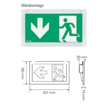 Fluchtwegkennzeichnung Wandmontage Abmessungen