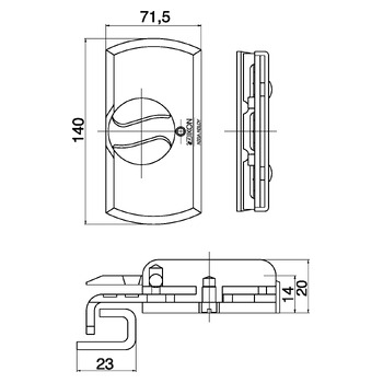 ASSA ABLOY IKON Fenster- und Balkontürensicherung Krallfix® 1 9M03 Masszeichnung