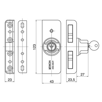 ASSA ABLOY Fenster- und Balkontürensicherung Kralltec 9M04 Masszeichnung