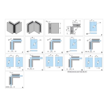 Winkelverbinder Juna® Glas-Glas 90° Masszeichnung