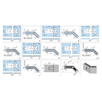 Bohle Duschtürband Juna® Glas-Glas 135° Masszeichnung