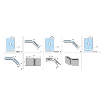 Bohle Winkelverbinder Juna® Glas-Glas 135° Masszeichnung