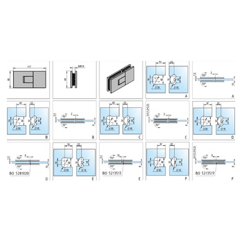 Bohle Duschtürband Juna® Glas-Glas 180° für Sauna Masszeichnung