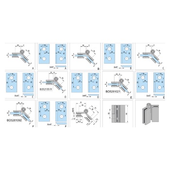 Bohle Duschtürband Arta mit Hebe-Senk-Funktion Glas-Glas 135° DIN links Masszeichnung