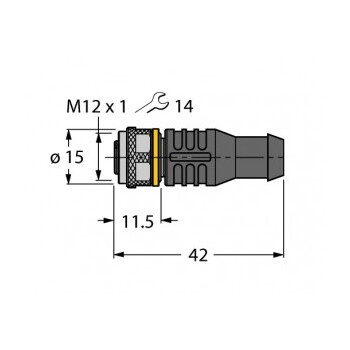 DICTATOR Rundsteckverbinder M 12 x 1 für Haftmagnete mit Rückmeldekontakt Baureihe ST Massbild